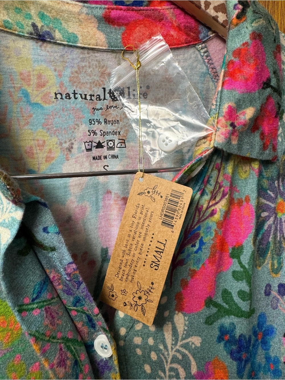 Natural Life Rebecca ButterSoft Midi Dress Blue Garden Patchwork Small NEW NWT - Picture 6 of 12